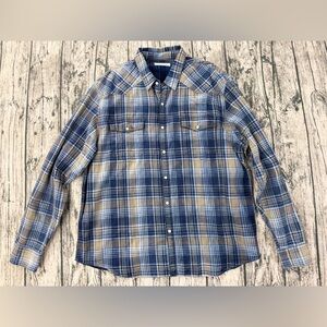 Lucky Brand Men's Long Sleeve Plaid Western Snap Button Shirt, Size XL